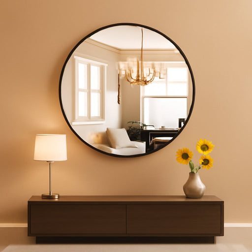 20In round Bathroom Mirrors for Wall, Bathroom Mirrors for over Sink, Wall Decor for Bathroom, Entryway, Bedroom, Vanity, Classical Black