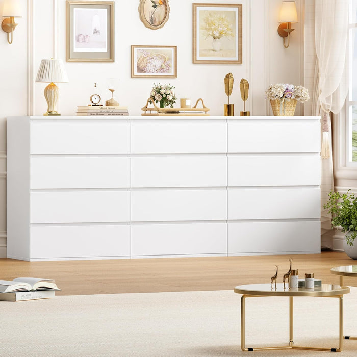 White 4 Drawer Dresser 31.5H UltraMinimalist Cabinet