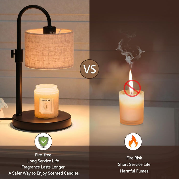 Candle Warmer Lamp with Timer, Dimmable Candle Wax Warmer Candle Lamp Warmer with 2 Bulbs, House Warming Gifts Christmas Gifts for Women Bedroom Home Decor (Linen-Upgraded)