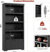 Black 69 Inch Tall Farmhouse Bookshelf OpenDisplayShelf
