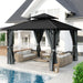 12'X12' Outdoor Hardtop Gazebo, Aluminum Gazebo with Double Galvanized Steel Roof, Curtains and Netting for Patio, Backyard, Deck, Lawn, Easy Assembly (Grey)