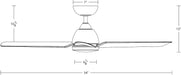 Premium 54 Inch Outdoor Ceiling Fan With Remote Led
