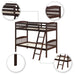 Hardwood Twin Bunk Beds with Inclined Ladder and Safety Guardrails