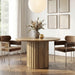 47-Inch round Dining Table for 4-6, Modern Kitchen Table with Fluted Pedestal Base, Farmhouse Wood Dinner Furniture for Dining Room, Kitchen & Living Room, Brown