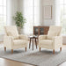 Beige Upholstered Accent Chair Featuring Lumbar Pillow