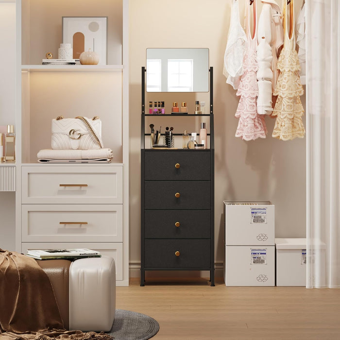 Black Dresser With Adjustable Mirror For Smallspace