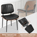 Dining Chairs Set of 6, Mid-Century Modern Upholstered PU Leather Chairs with Walnut Bentwood Back and Metal Legs Adjustable Feet for Kitchen Dining Room, Black Shell Strips