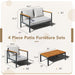 4 Pieces Patio Furniture Sets Outdoor Conversation Set Acacia Wood Sofa Set with Coffee Table Thicker Sponge Cushion