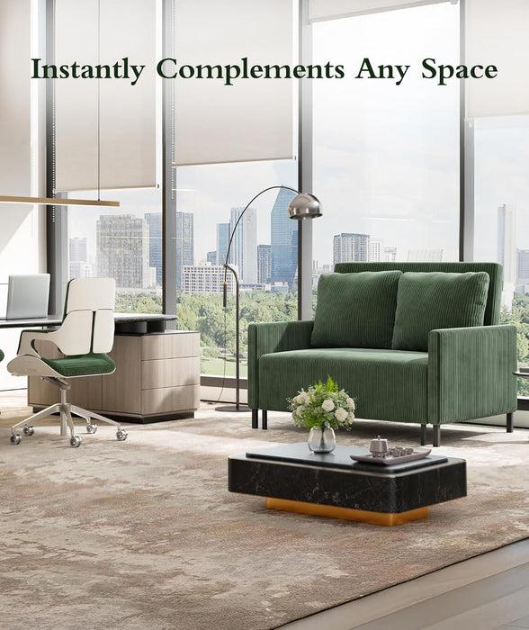 Forest Green Corduroy Convertible Sofa 47Inch Sleeper