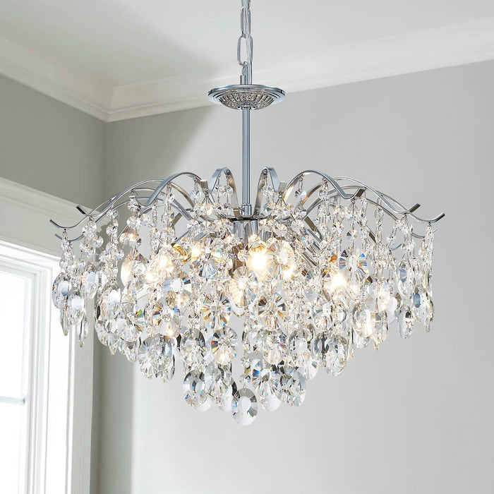 Modern K9 Crystal Chandelier Chrome Finish DiningRoom