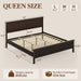 Queen Size Bed Frame with Tall Headboard, Mid Century Modern Wood Platform Bed with Charging Ports and LED Lights, Solid Wood Slat Support, No Box Spring Needed, Easy Assembly, Walnut Brown