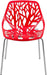 Forest Modern Dining Chair Set of 4 Red, Cut-Out Solid Back, Durable Polypropylene Seat with Chromed Legs, Stackable Contemporary Kitchen and Dining Room Chairs