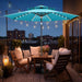 2 Tiers 9Ft Solar Light Patio Umbrella, 40 LED Lights Outdoor Umbrella with Centre Surround Light, Table Market Umbrella for Deck, Pool, Porch, Backyard, Garden (Aqua Blue)