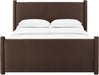 Rael Queen Platform Bed Frame with Upholstered Headboard and Footboard in Chocolate Brown – Stain-Resistant Performance Velvet Queen Size Bed with Rounded Posts