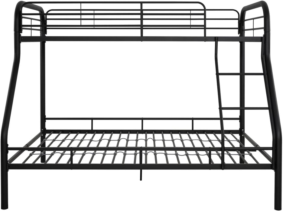 Hollywood Bunk Beds Twin over Full Size, Heavy Duty Metal Bunk Bed with Safety Guardrails, Angled Ladder, Underbed Storage, 800Lbs Capacity - for Kids and Teens, Twin over Full Bunk Bed, Black
