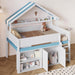 WhiteBlue Full Size Loft Bed WithIntegratedStorage
