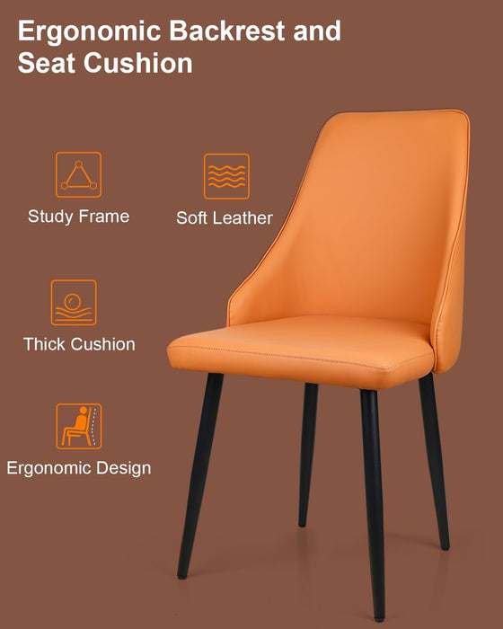 Dining Chairs Velvet Side Chairs with Wood-Grain Metal Legs, Curved Backrest Kitchen Chairs for Apartment, Bedroom,Home Bar,Living Space