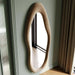 Full Length Mirror, 63" X 24" Wall Mirror, Flannel Wrapped Wooden Frame Floor Mirror, Irregular Wavy Mirror Hanging or Leaning against Wall for Cloakroom/Bedroom/Living Room, Milk Tea