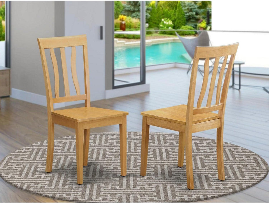 Antique 37" Wood Dining Chairs in Oak (Set of 2)