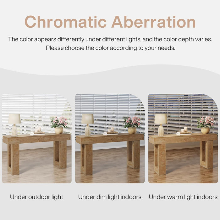 Farmhouse Console Table, 63-Inch Long Narrow Sofa Table behind the Couch, Wooden Rectangular Entryway Table for Entrance, Hallway, Living Room (Natural)