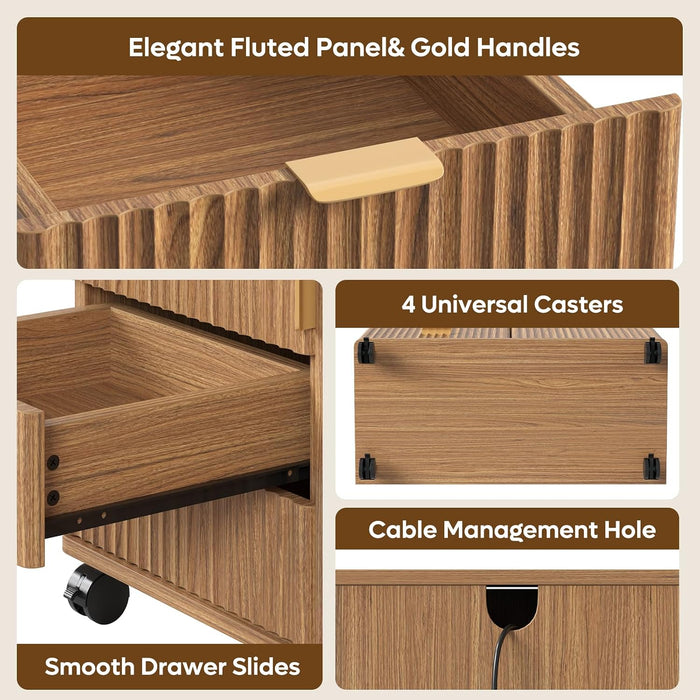 Five Drawer Wooden File Cabinet With AdjustableShelf
