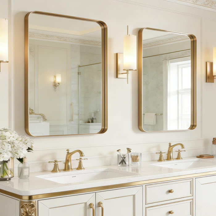 Gold Bathroom Mirrors for over Sink 22"X30" 2 Pack