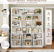 70.9" Bookcase Tall Bookshelf with Doors, Triple Wide Bookshelves | White Large Bookshelf with 10 Display Shelves, 6-Tier Tall Bookcases with Storage Cabinet, Adjustable Shelf, for Living Room