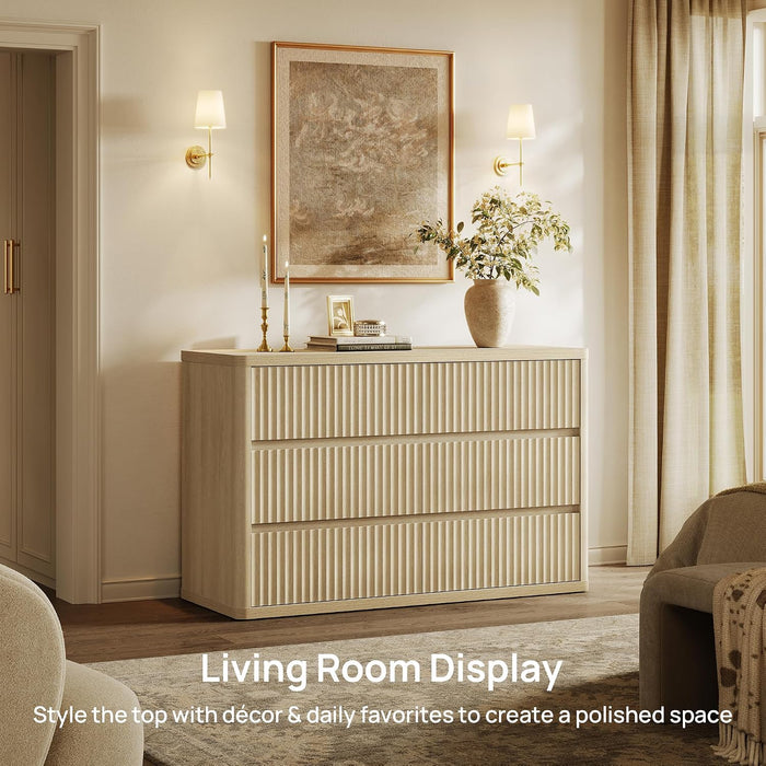 53.5" Extra Wide Dresser for Bedroom Dressers with 6 Fluted Drawers