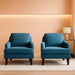 Linen Fabric Accent Chairs Set of 2, Navy Blue Modern Upholstered Armchair, Comfy Sofa Chair Living Room Bedroom Furniture for Apartment