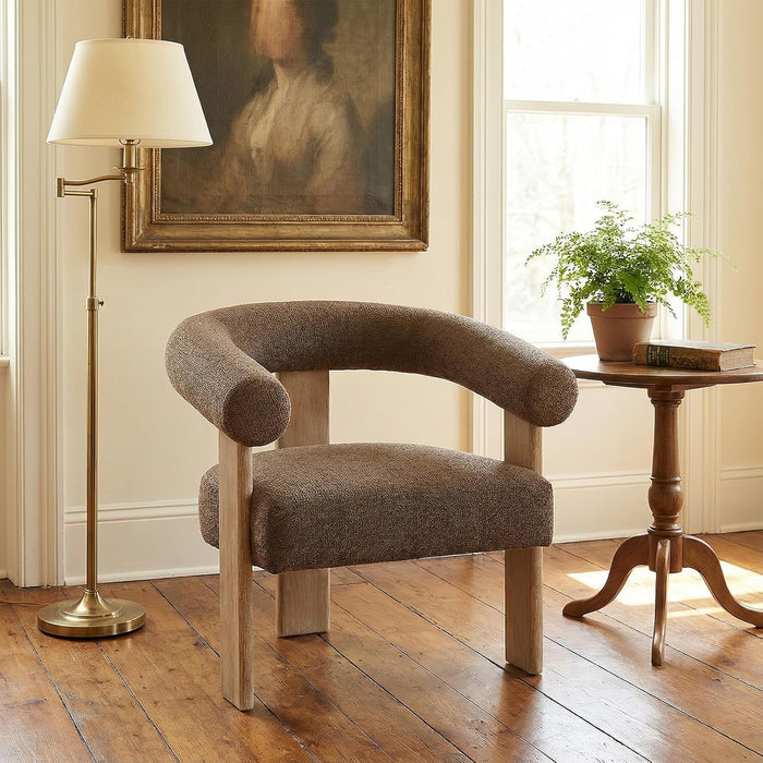 Brown GenerouslyPadded Upholstered Armchair Set Of Two