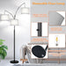 Dimmable Floor Lamp, 3 Lights Black Arc Floor Lamp, Modern Tall Standing Tree Lamp with Grey Linen Shades & Heavy Base, 3000LM LED Bulbs, Bright Lighting for Living Room, Bedroom, Office & Reading