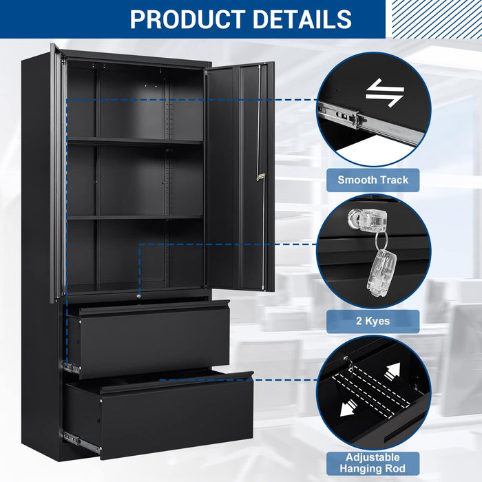 Locking Metal Lateral File Cabinet for Home Office