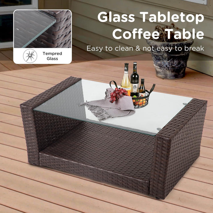 4 Piece Patio Furniture Sets, Wicker Conversation Set 4