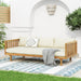 Outdoor Acacia Wood Conversation Set - Patio 3-Seat Loveseat Sofa W/Coushion and round Coffee Table for Backyard, Lawn, Balcony, Teak+Beige