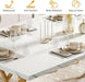 Modern Dining Table, 63" Large Kitchen Table for 4-6 People, Unique Rectangular Dinner Table Kitchen & Dining Room Furniture with Faux Marble Tabletop and Geometric Legs