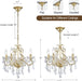 Mini Crystal Chandelier, Modern K9 Crystal Chandeliers for Dining Room, 4-Lights Gold Pendant Ceiling Light Fixture for Entryway Kitchen Island Bathroom Bedroom Living Room, H 21" X W 17.7"