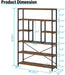 Rustic Bookcases and Book Shelves, Metal Wood 6 Tier Bookshelf and Book Rack Storage, Industrial Vertical Display Etagere Book Case 6 Shelf, Vintage Large Book Shelf for Bedroom Living Room, Brown
