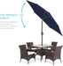 7.5Ft Heavy-Duty round Outdoor Market Table Patio Umbrella W/Steel Pole, Push Button Tilt, Easy Crank Lift - Navy Blue