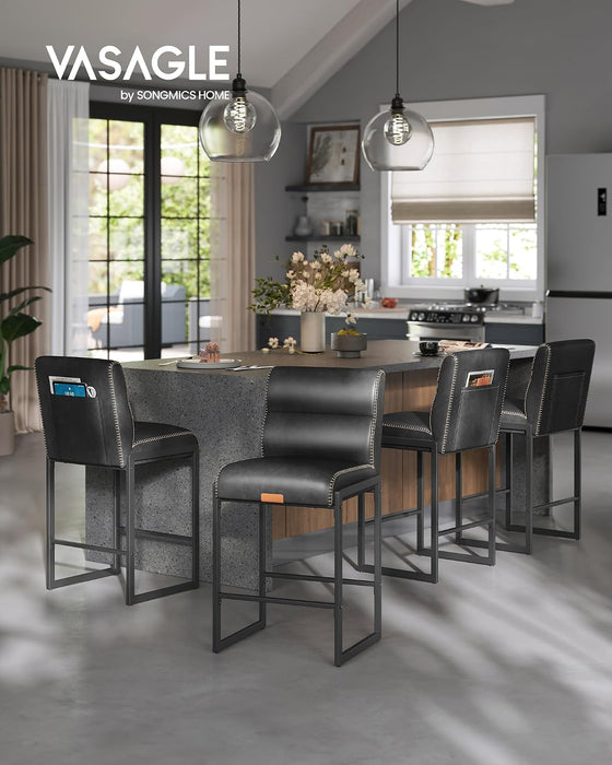 Bar Stools Set of 4, Counter Height Chairs with Backs, 26.4-Inch