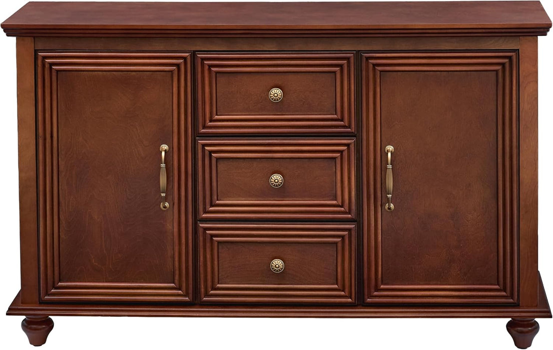 47" Wood Sideboard Buffet Cabinet with Storage,Traditional Media Console with 2 Doors & 3 Drawers,Adjustable Shelves Credenza with Solid Wood Legs for Kitchen,Living Room,Walnut