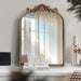 Antique Mirror,Gold Traditional Vintage Ornate Baroque Arched Brass Wall Mounted Mirrors for Entryway/Fireplace/Living Room/Hallway/Bathroom 19"X27"