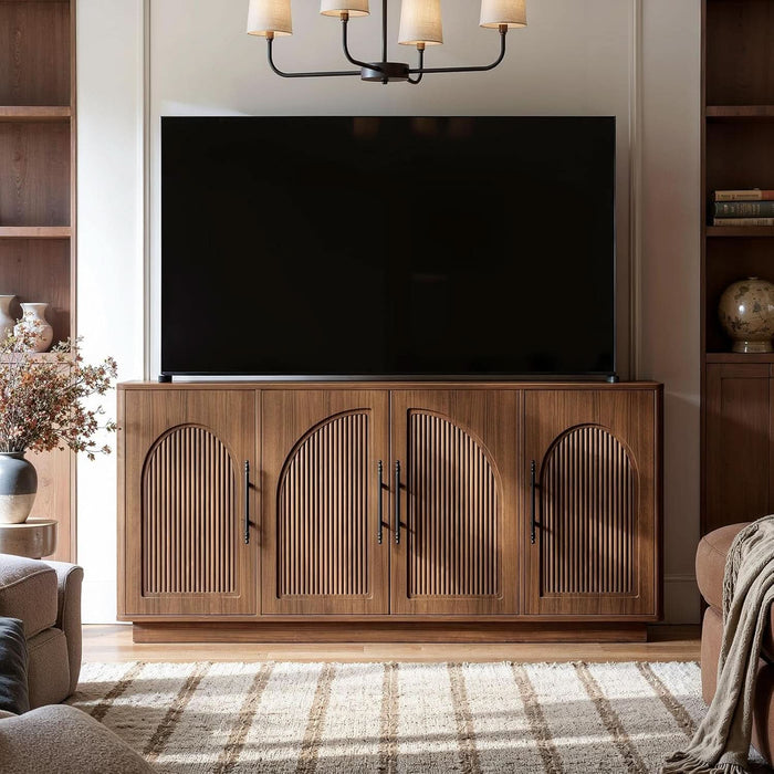 67IN Walnut Fluted Sideboard Buffet Cabinet with Storage
