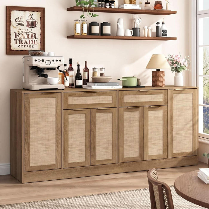 70.1"W Rattan Sideboard Buffet Cabinet, Large Storage Cabinets