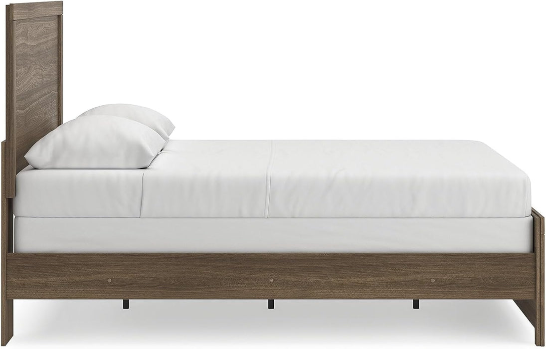 Signature Design by Ashley Jonnifer Queen Panel Bedframe, Bed Frame with Headboard, Engineered Wood and Decorative Laminate, Casual Bedroom Bedframes, Warm Auburn Finish