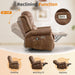 Power Recliner Chair with Massage and Heat, Faux Leather Electric Recliner Chair, Classic Single Sofa with Rivet Decoration for Living Room, Nut Brown