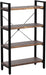 Solid Wood Bookshelf,4 Tier Rustic Vintage Industrial Etagere Bookcase, Open Metal and Wood Vintage Book Shelf, Retro Brown (Realwood)(4-Tier)