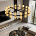 Alabaster round Chandelier, Natural Spanish Stone Texture Chandeliers, D31In round Chandeliers for Dining Room Chandelier Light Fixture for Kitchen Living Room Foyer Entryway Hallway (Black)