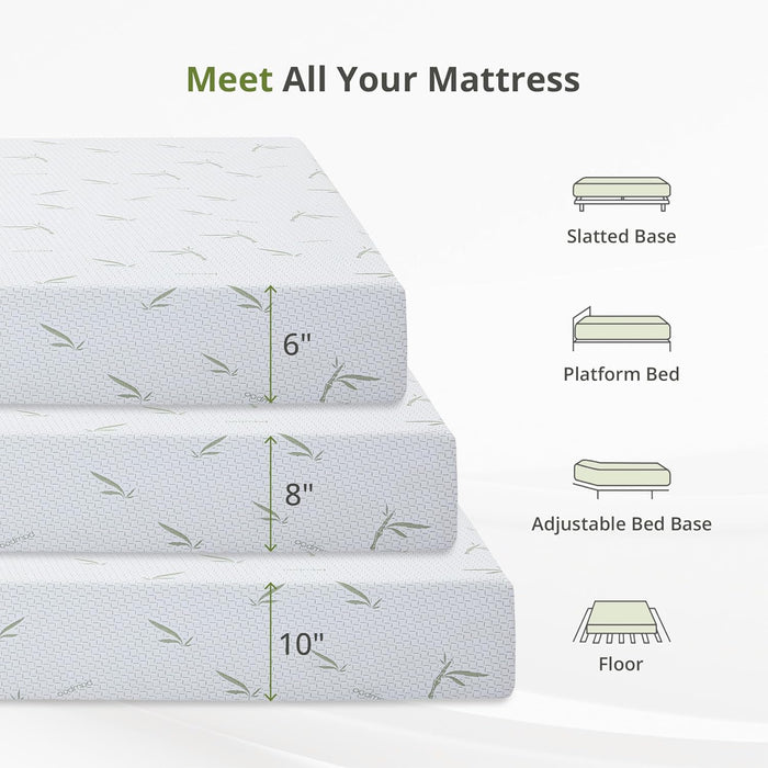 EGOHOME 8 Inch Twin Mattress Medium Plush, Green Tea Memory Foam Mattress