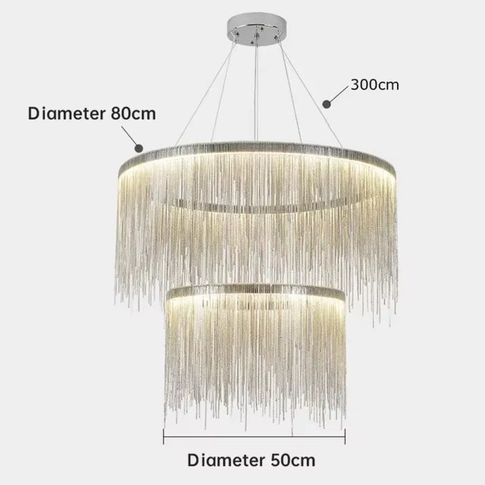 Ceiling Chandelier Gold Chains Remote Modern Tassel Aluminum Chain Led Pendant Light Kitchen Living Room Decoration Hanging Lamp