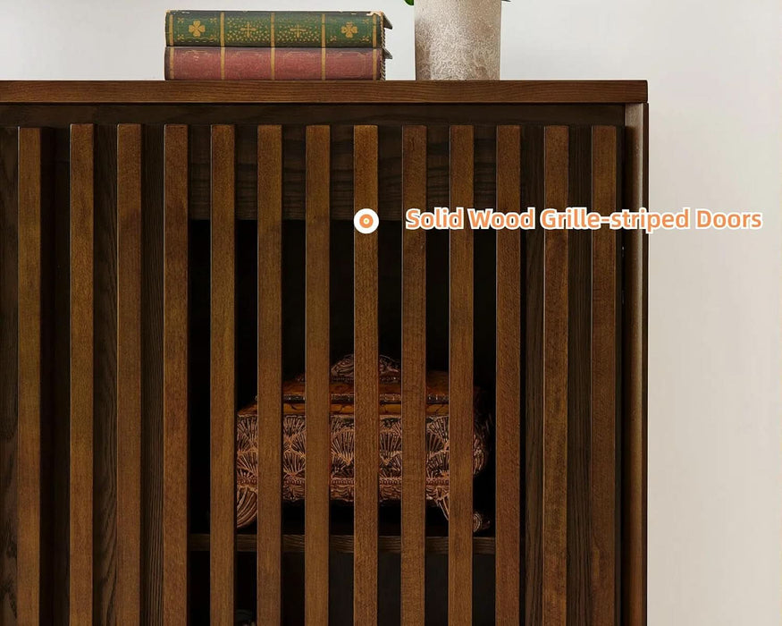 39" Walnut Narrow Sideboard Buffet Storage Cabinet for Entryway